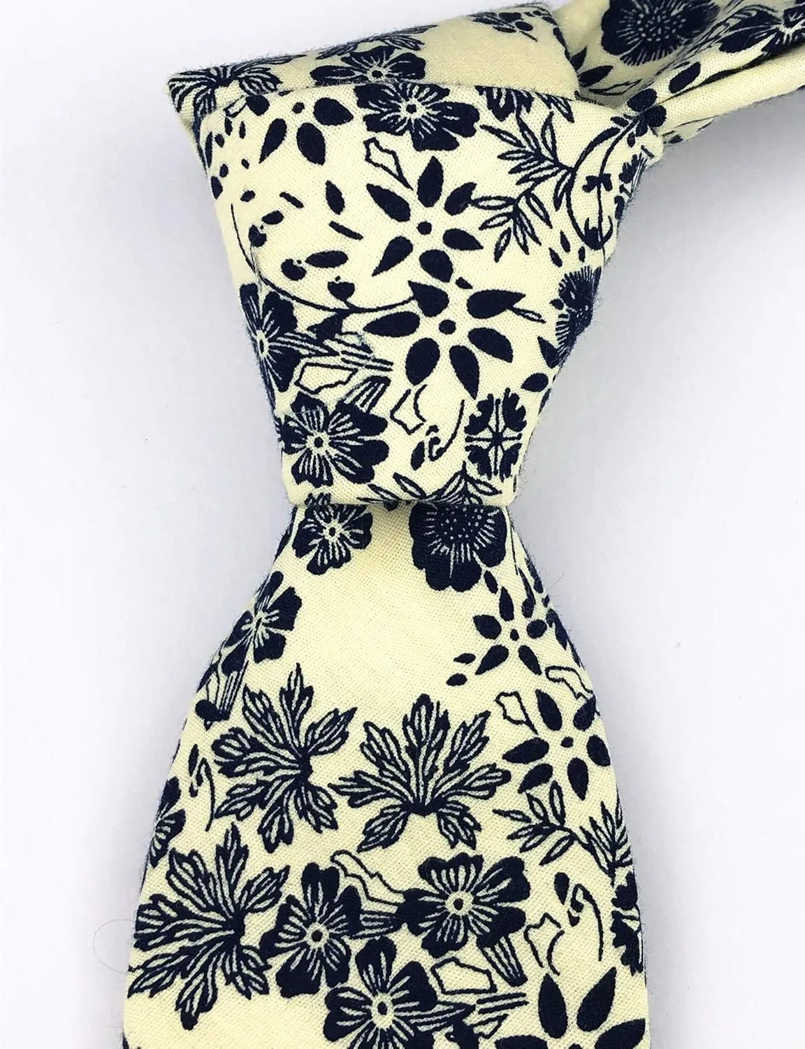 Floral Necktie Men Novelty Ties Peony Floral Printed Skinny Cotton Wedding Ties for Groomsmen
