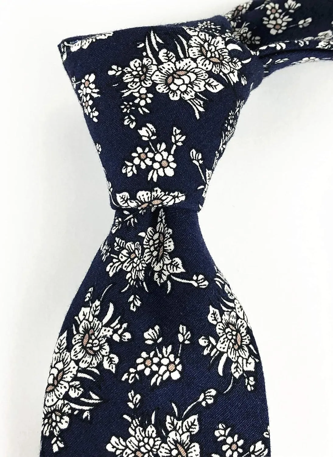 Floral Necktie Men Novelty Ties Peony Floral Printed Skinny Cotton Wedding Ties for Groomsmen