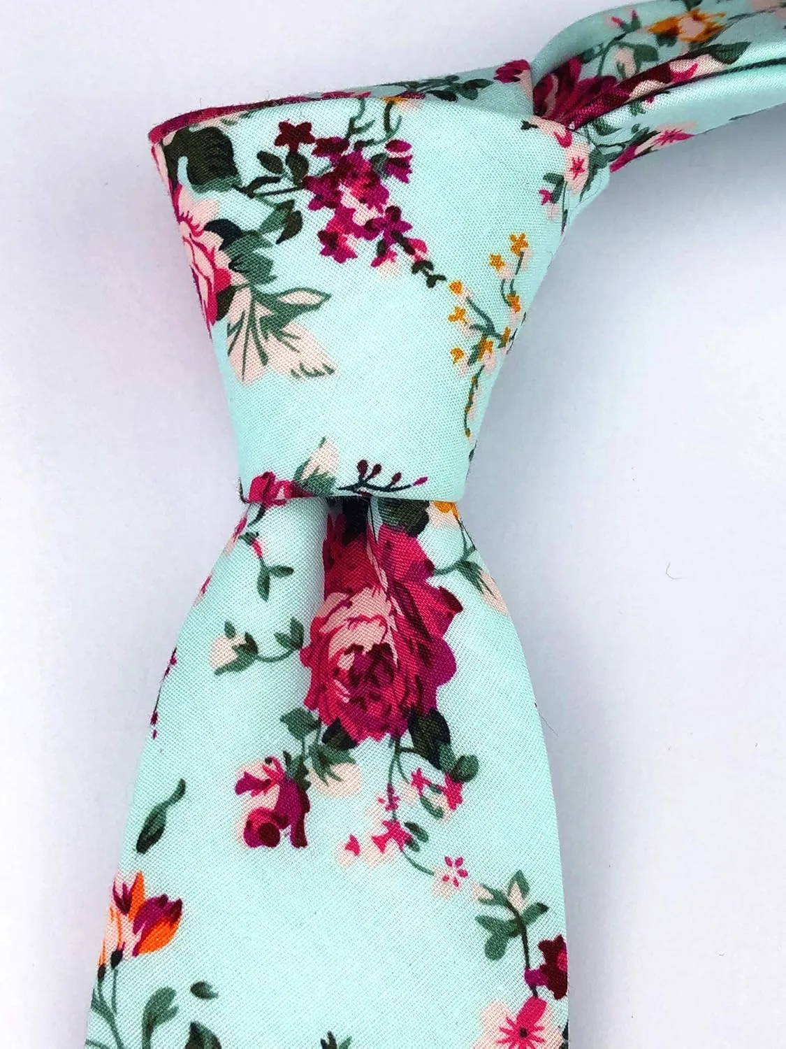 Floral Necktie Men Novelty Ties Peony Floral Printed Skinny Cotton Wedding Ties for Groomsmen