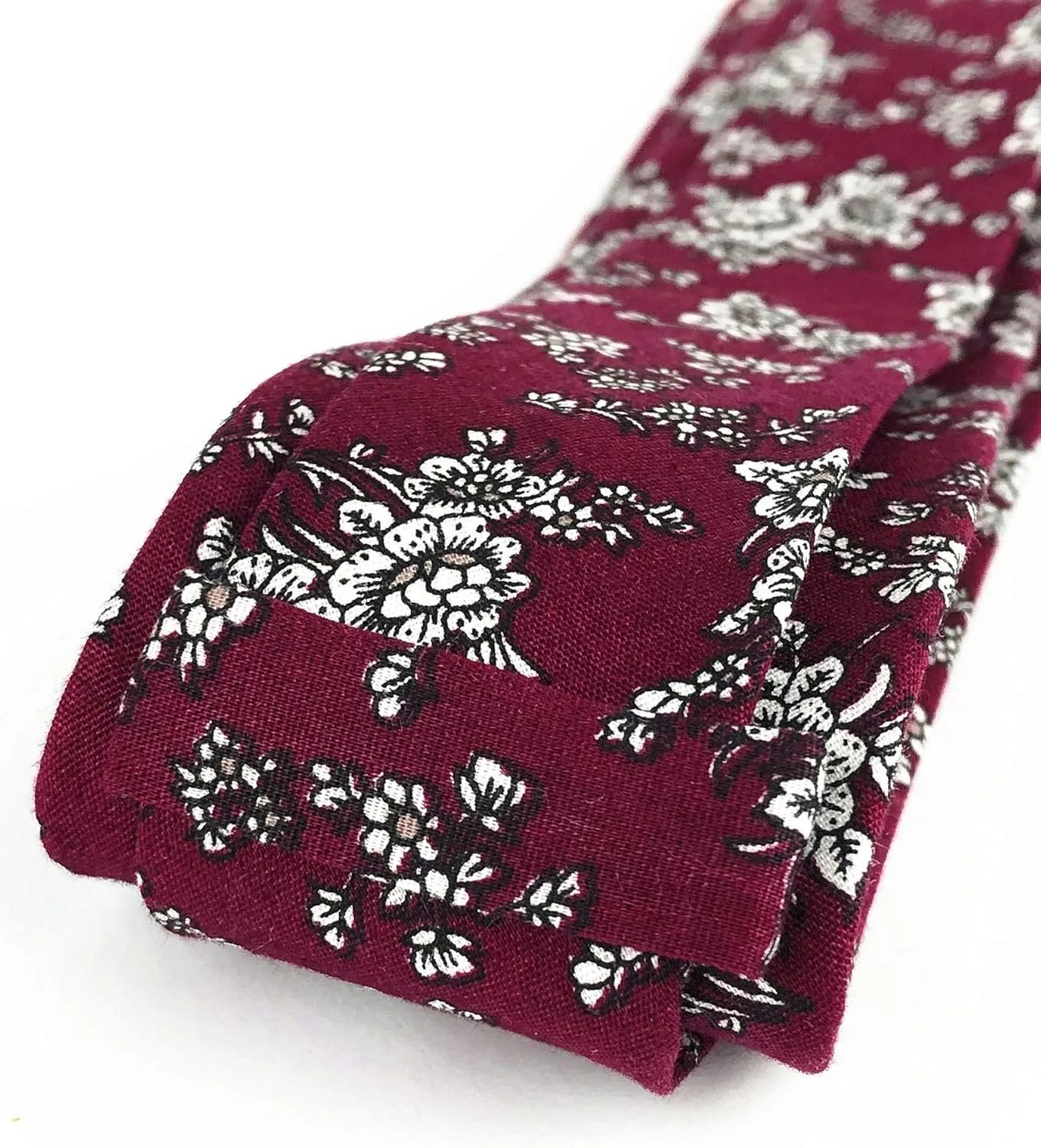 Floral Necktie Men Novelty Ties Peony Floral Printed Skinny Cotton Wedding Ties for Groomsmen