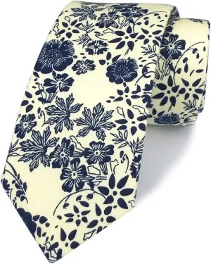 Floral Necktie Men Novelty Ties Peony Floral Printed Skinny Cotton Wedding Ties for Groomsmen