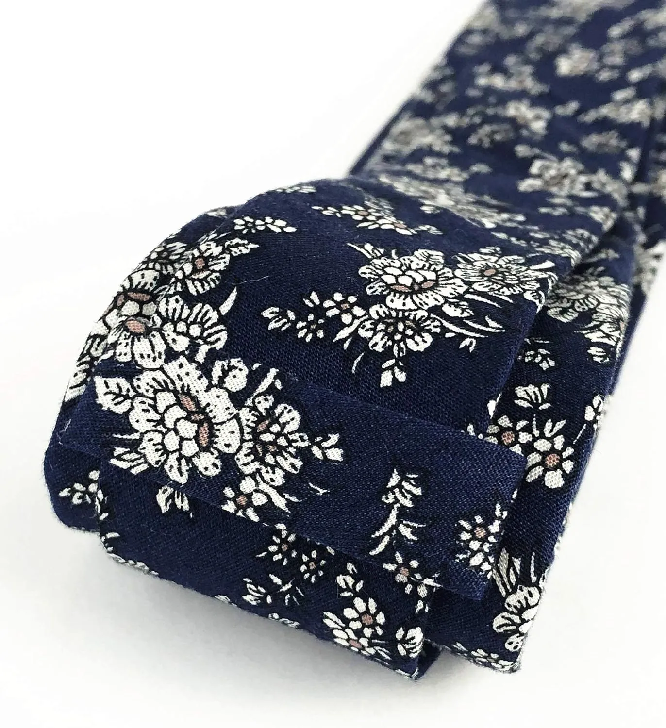 Floral Necktie Men Novelty Ties Peony Floral Printed Skinny Cotton Wedding Ties for Groomsmen