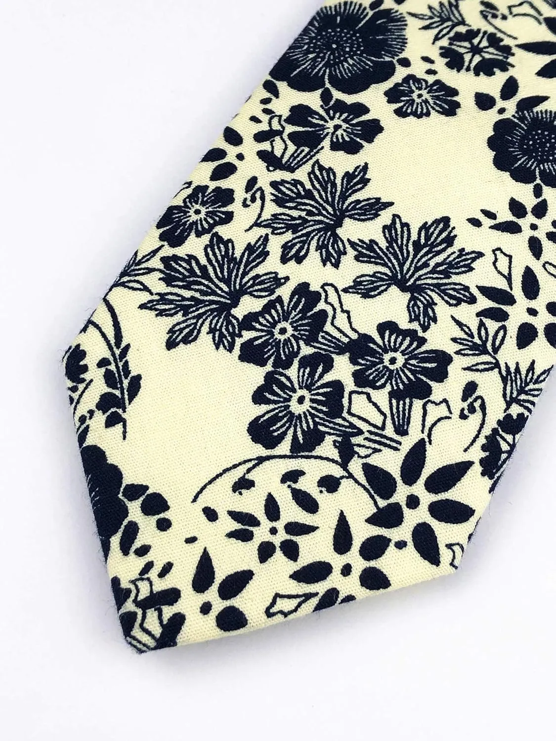 Floral Necktie Men Novelty Ties Peony Floral Printed Skinny Cotton Wedding Ties for Groomsmen