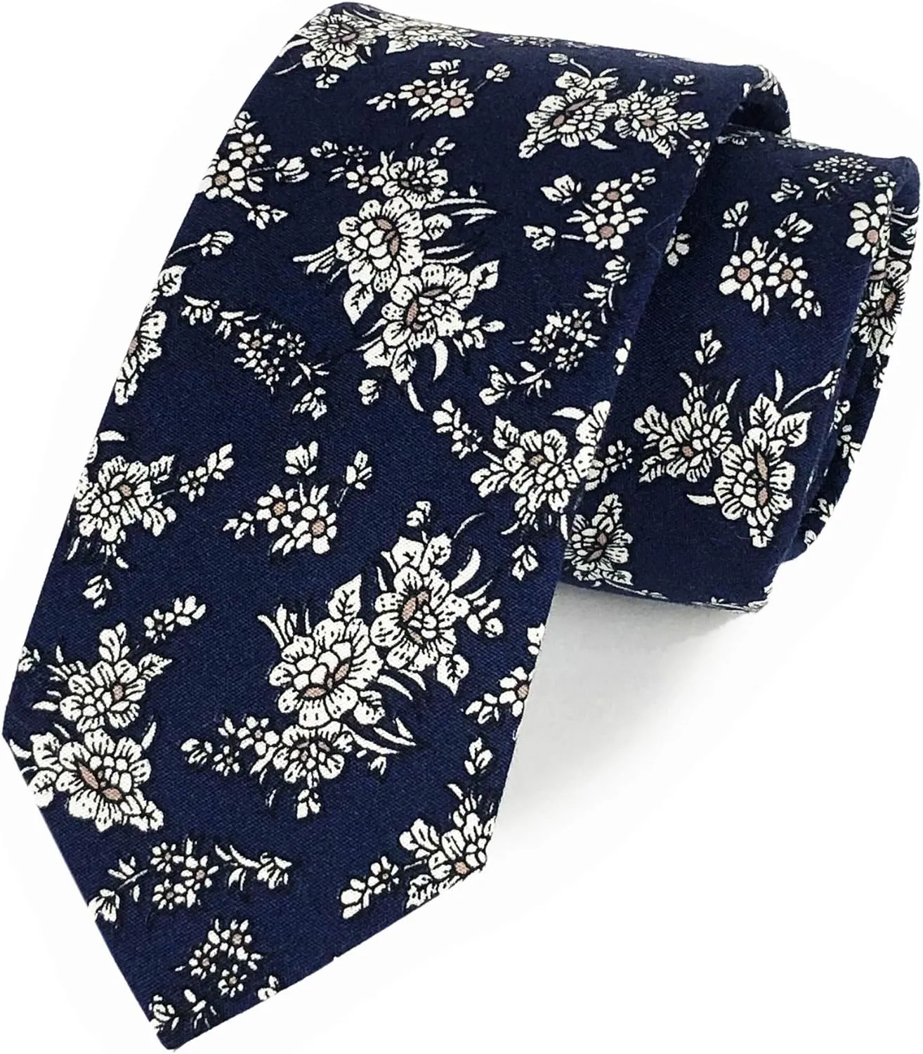 Floral Necktie Men Novelty Ties Peony Floral Printed Skinny Cotton Wedding Ties for Groomsmen