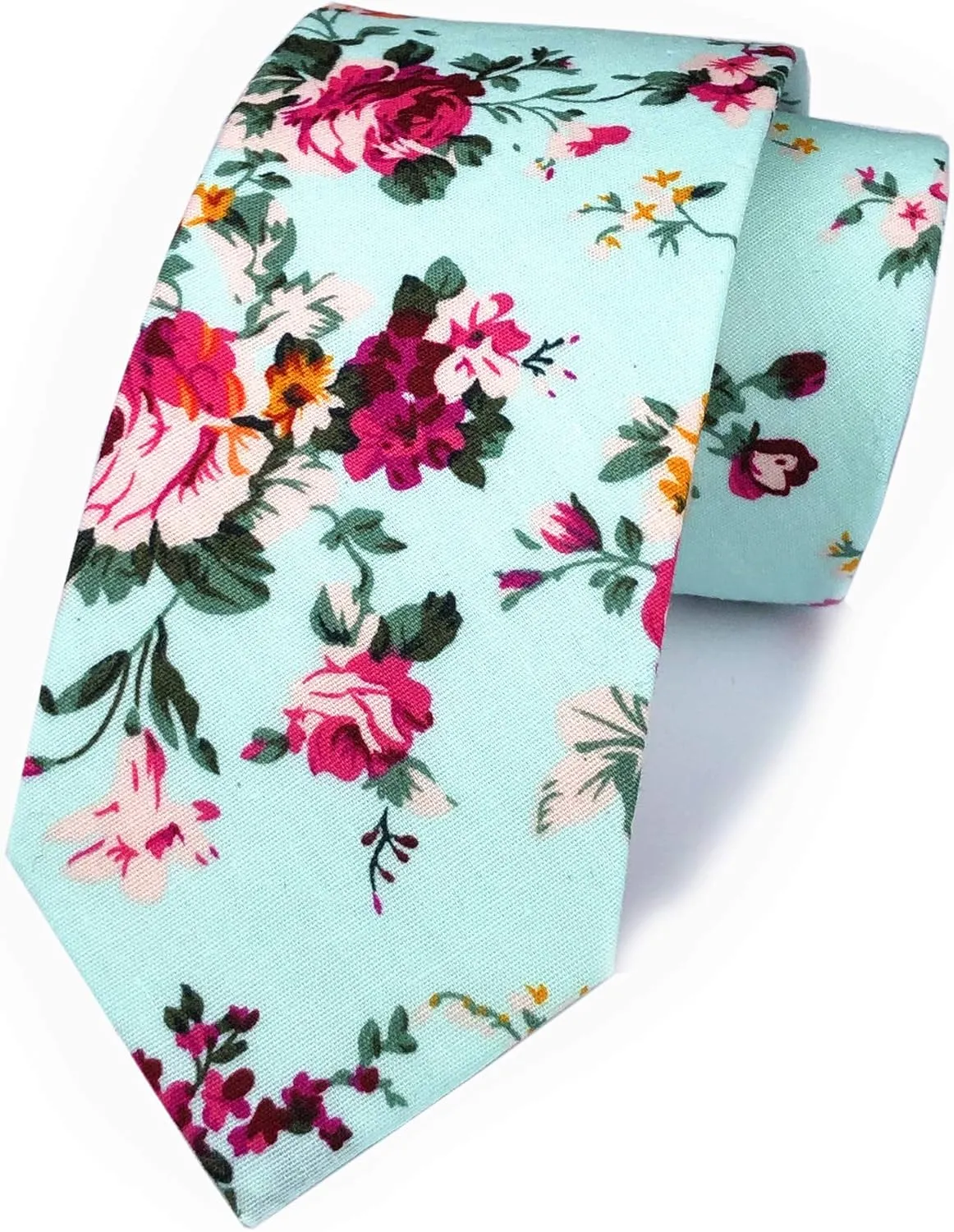 Floral Necktie Men Novelty Ties Peony Floral Printed Skinny Cotton Wedding Ties for Groomsmen