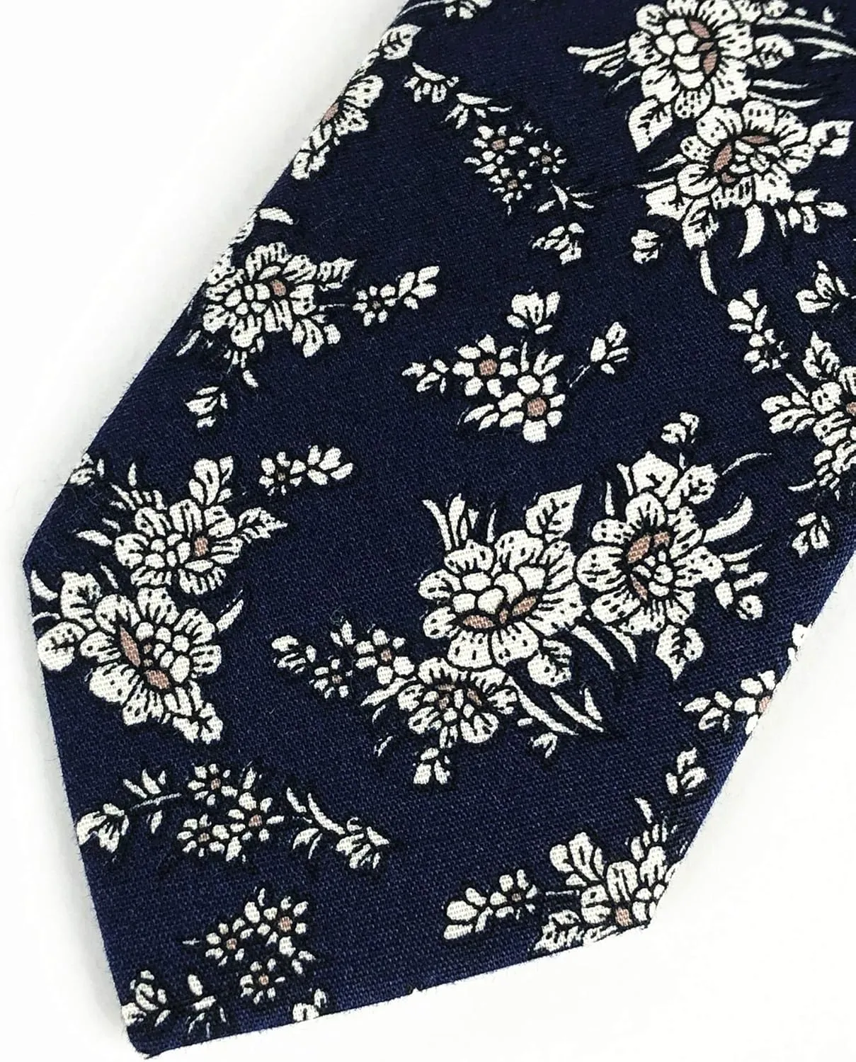 Floral Necktie Men Novelty Ties Peony Floral Printed Skinny Cotton Wedding Ties for Groomsmen