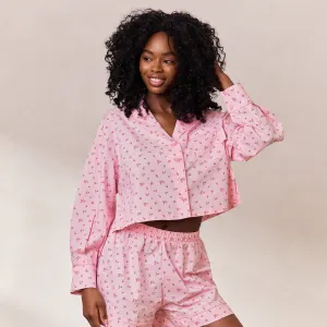 Floral Pajama Shirt - Pink Print