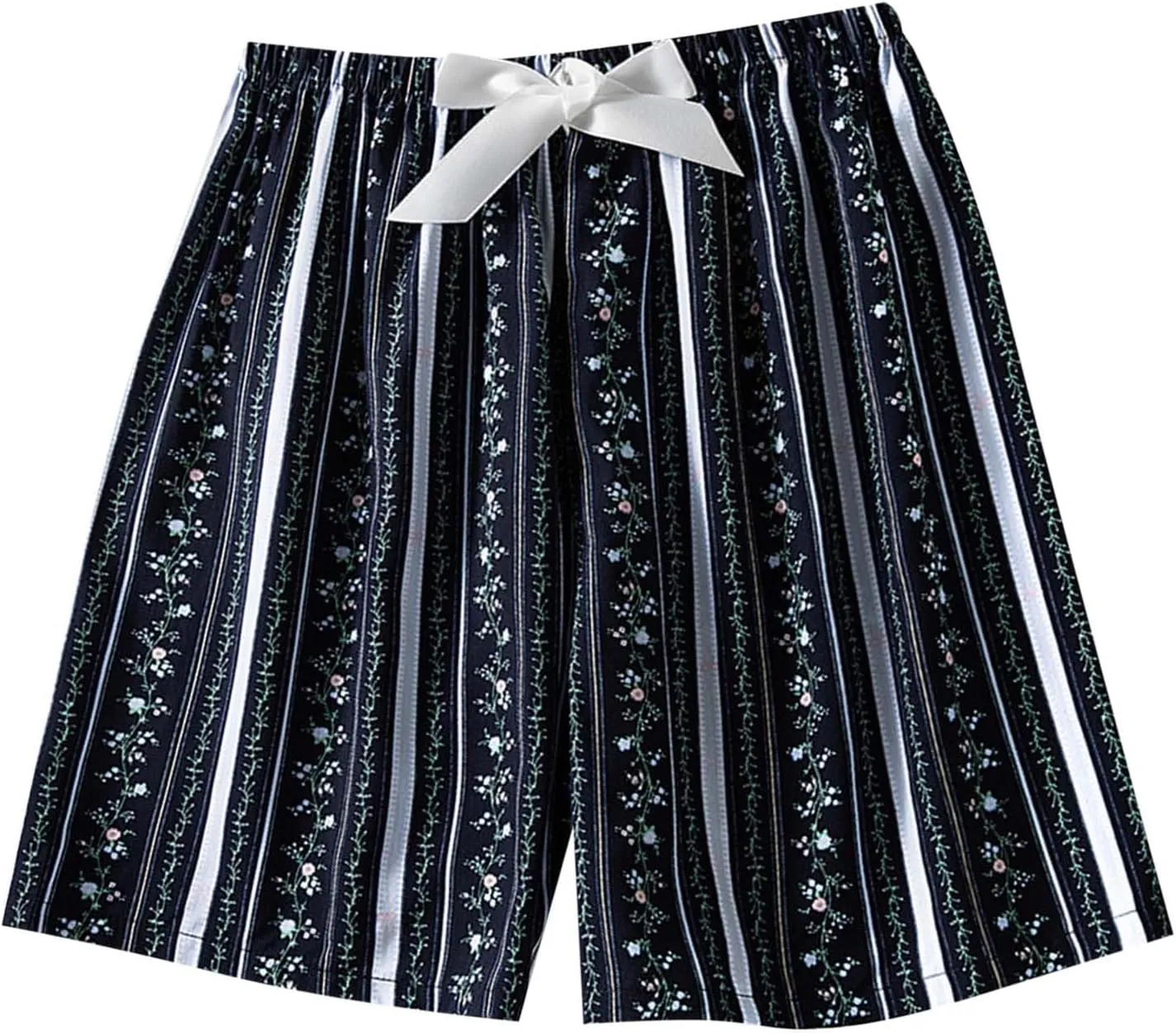 Floral Print Boxer Shorts for Women Comfy Summer Thin Elastic Waist Pjs Bottoms Loose Sleepwear Lounge Pajama Shorts