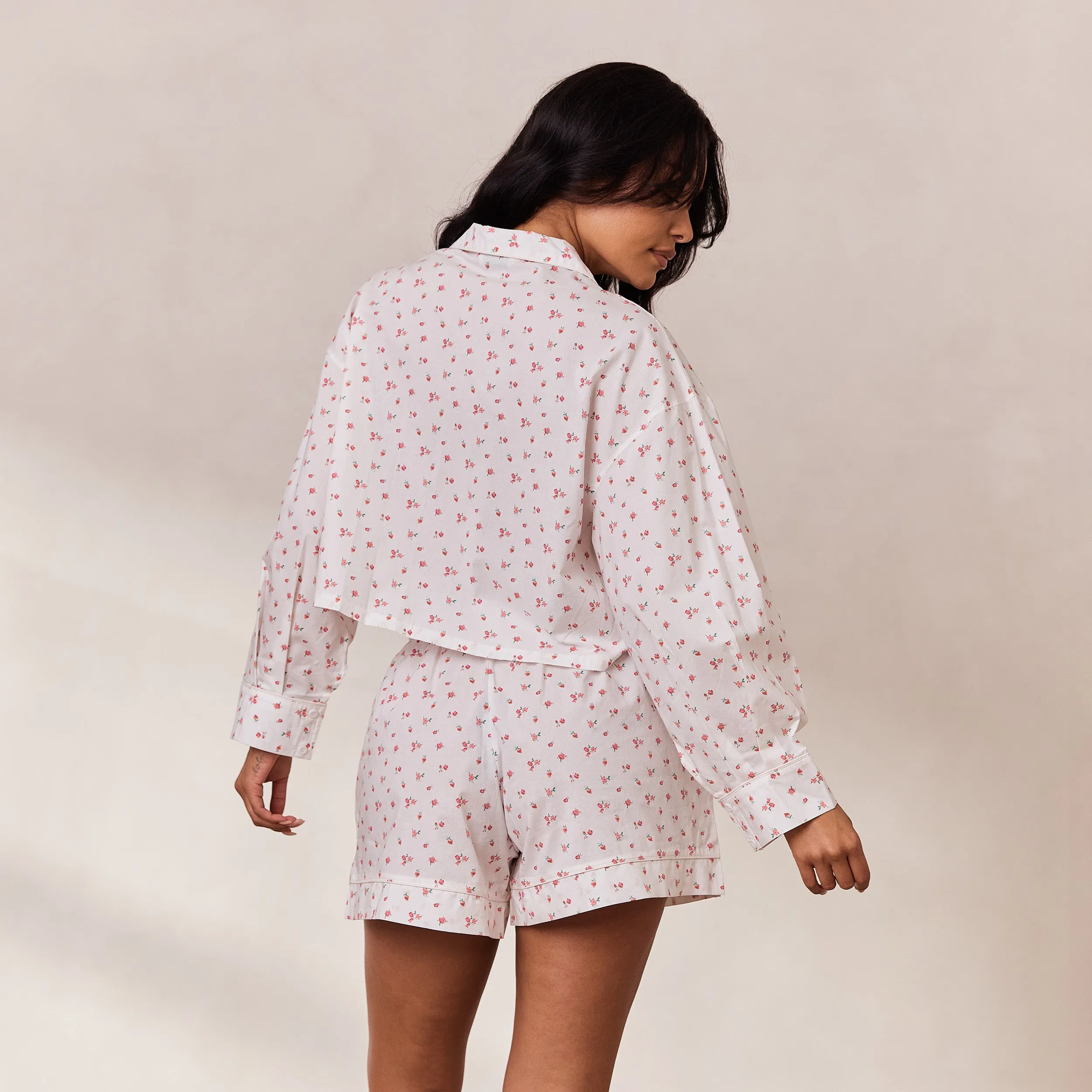 Floral Pyjama Shirt - White Print