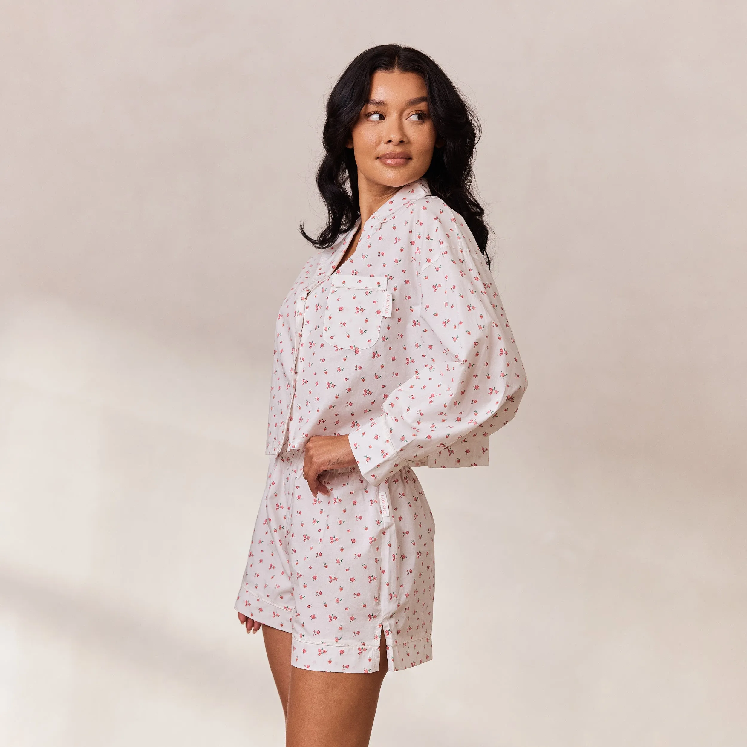 Floral Pyjama Shirt - White Print