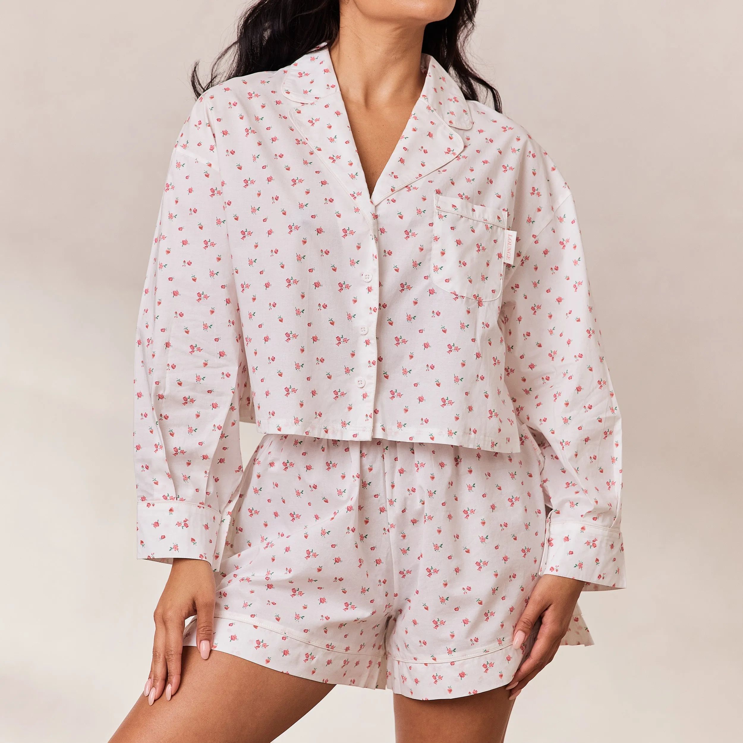 Floral Pyjama Shirt - White Print