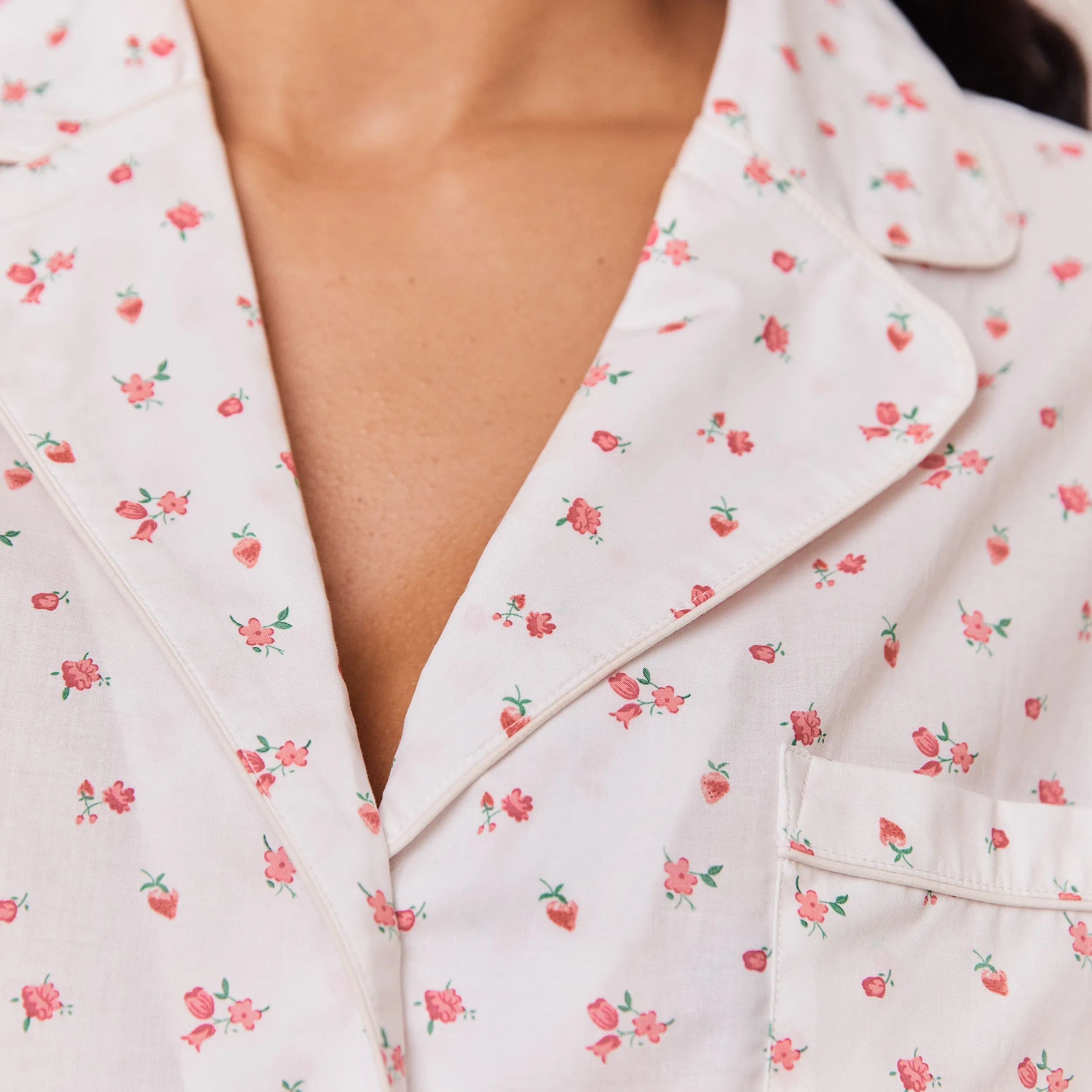 Floral Pyjama Shirt - White Print