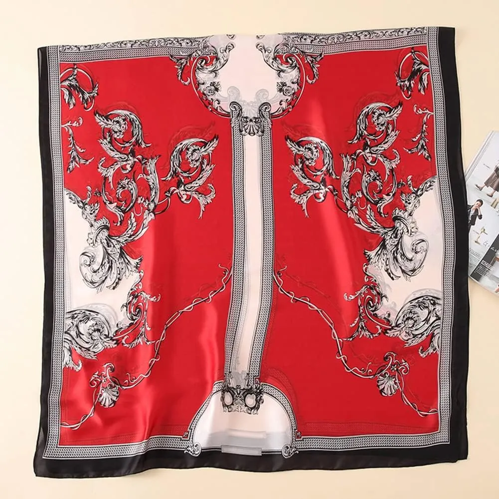 Floral Silk Like Scarf for Women Floral Print Large Scarf Shawl