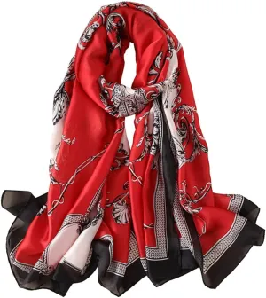 Floral Silk Like Scarf for Women Floral Print Large Scarf Shawl