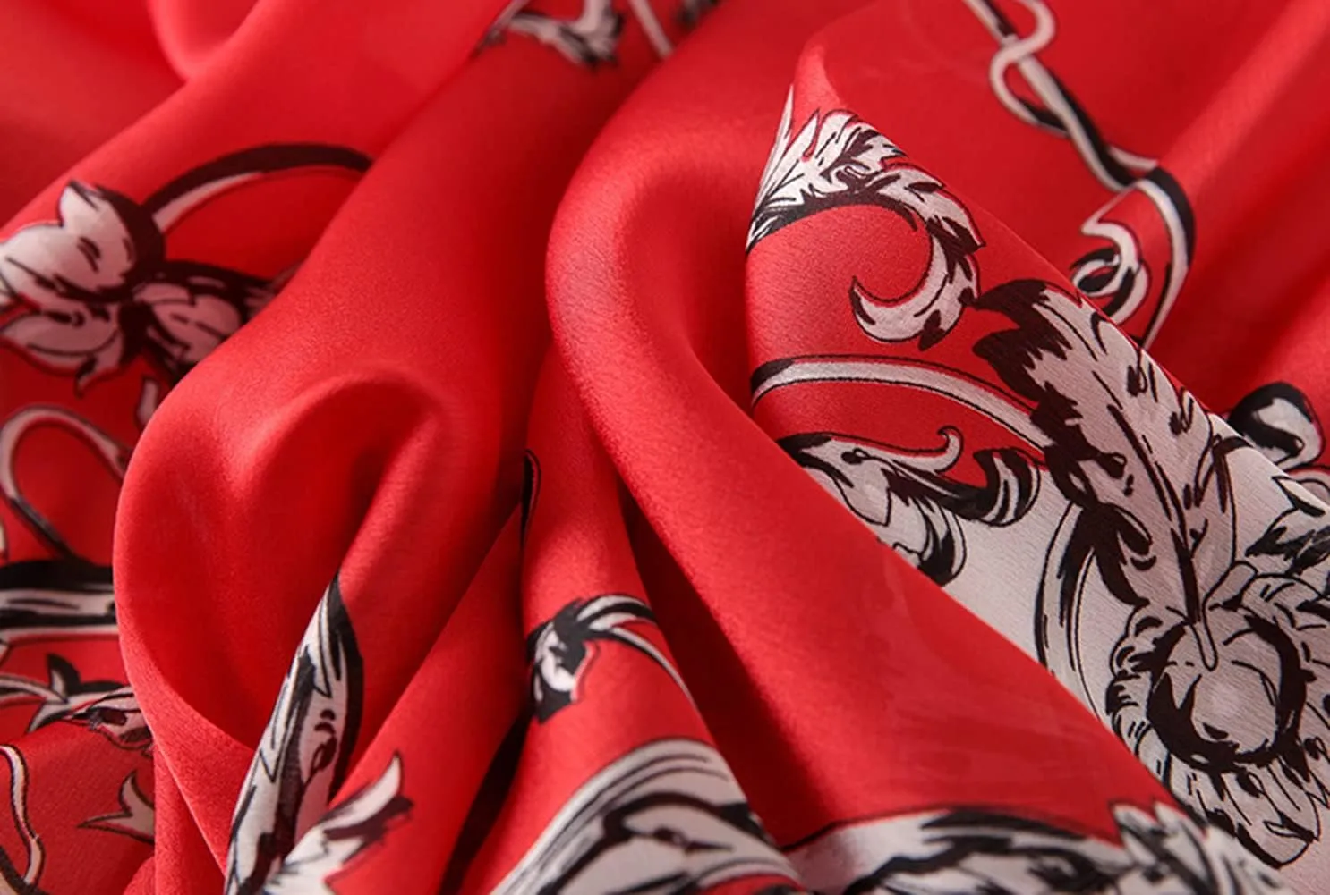 Floral Silk Like Scarf for Women Floral Print Large Scarf Shawl