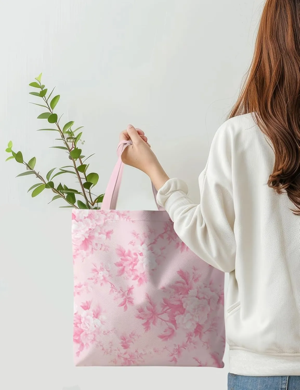 Floral Tote Bag, Floral Bag for Women, Reusable Grocery Bags Shopping Bags
