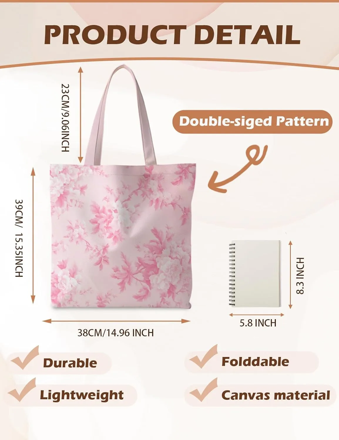 Floral Tote Bag, Floral Bag for Women, Reusable Grocery Bags Shopping Bags