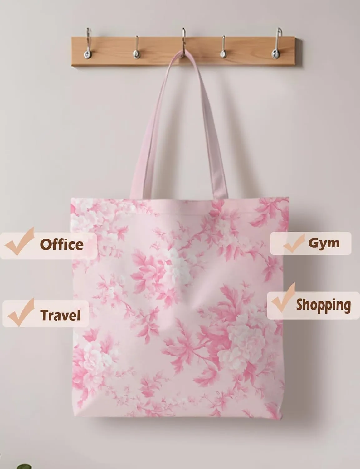 Floral Tote Bag, Floral Bag for Women, Reusable Grocery Bags Shopping Bags