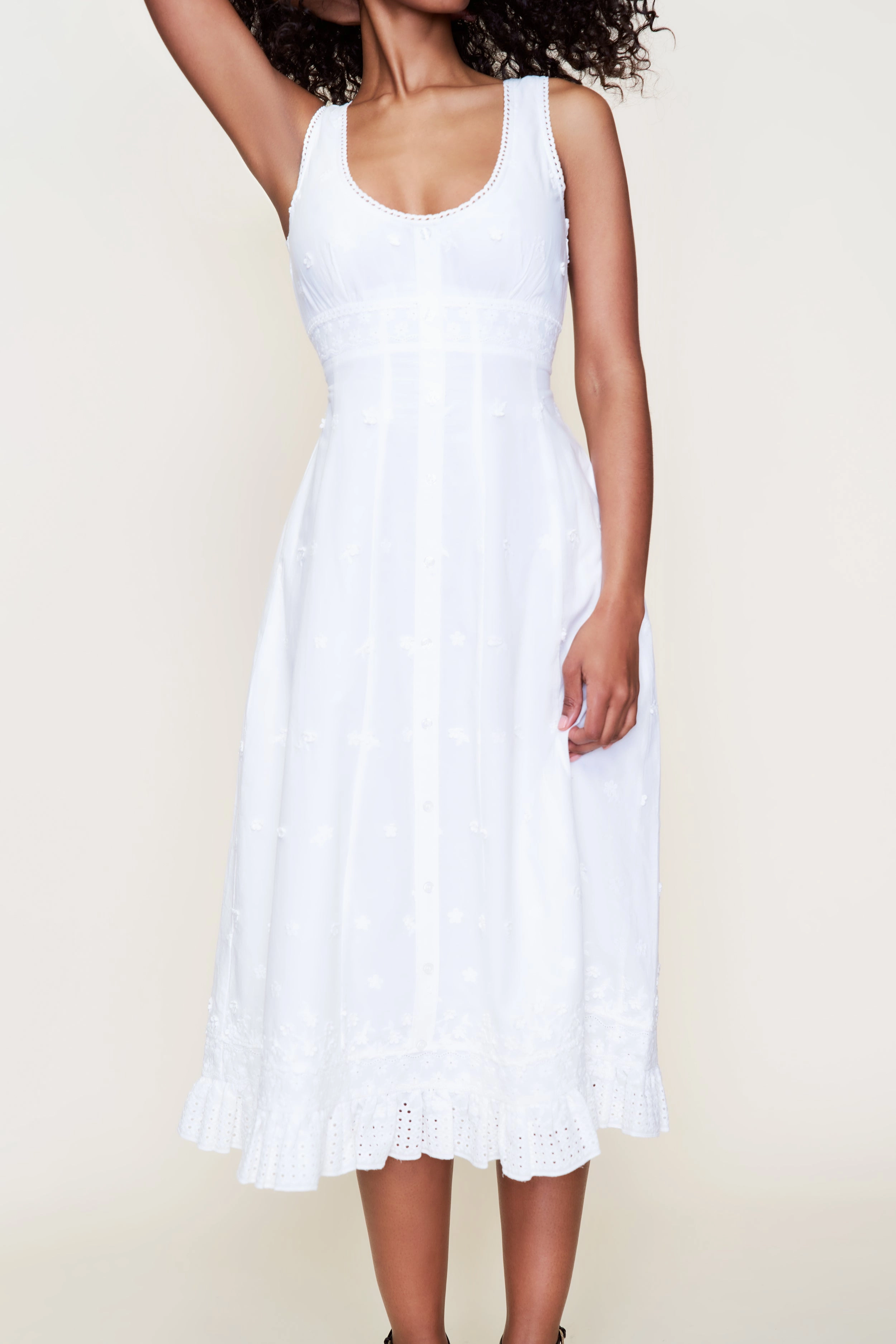 Satin Touch Relaxed Fit Design Florrie Eyelet Dress