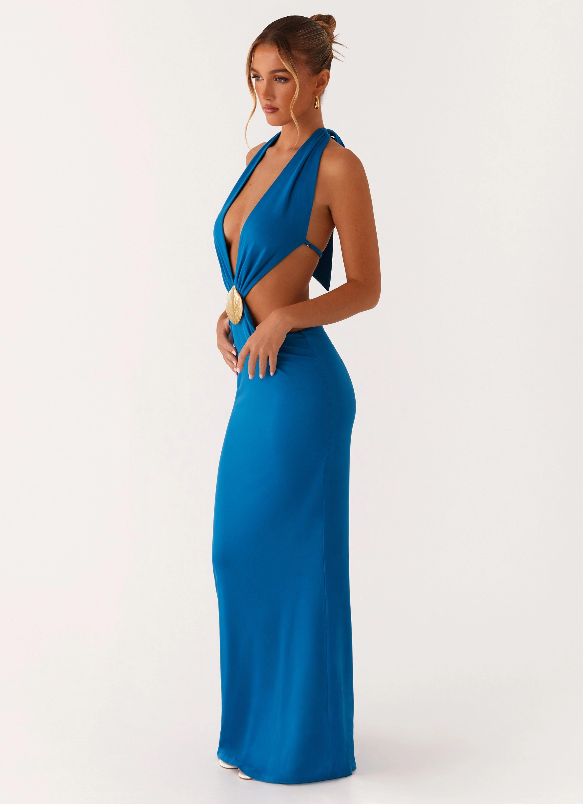 Perfect Design sophisticated appearance Flossy Maxi Dress - Royal Blue