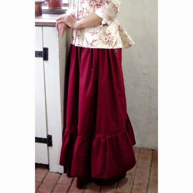 Fashion Collab Daytime Look Flounced Drawstring Cotton Skirt - Solid Color