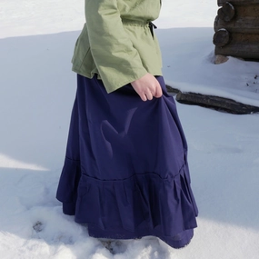 Minimalist fashion understated look Flounced Drawstring Cotton Skirt - Solid Color