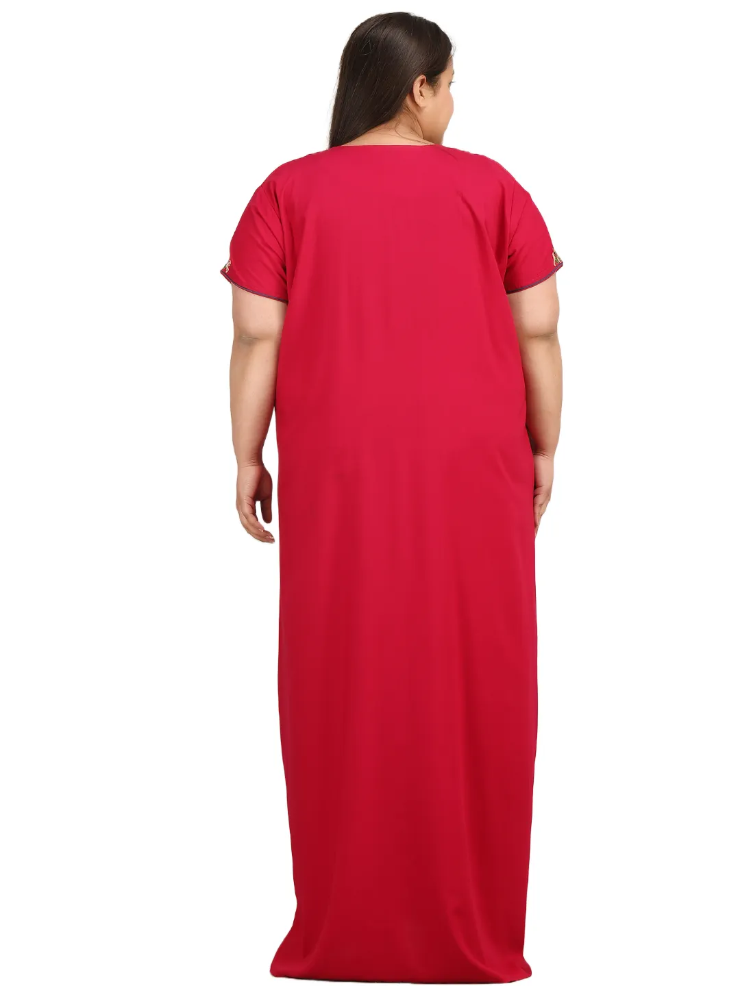 Flowerline Contrast Embroidered Nightgown