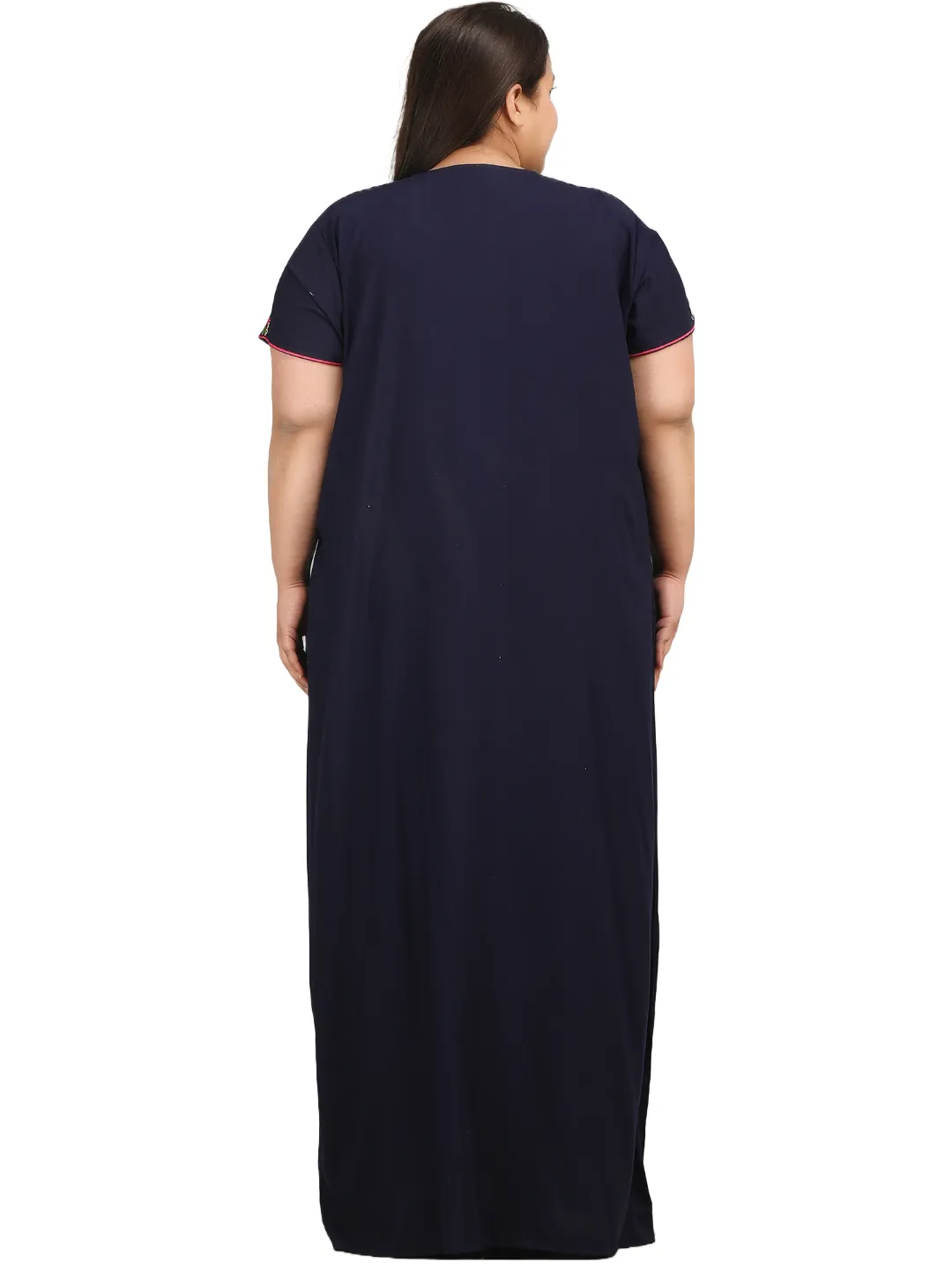 Flowerline Contrast Embroidered Nightgown