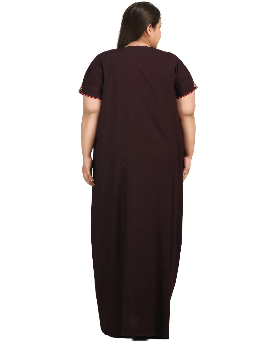 Flowerline Contrast Embroidered Nightgown