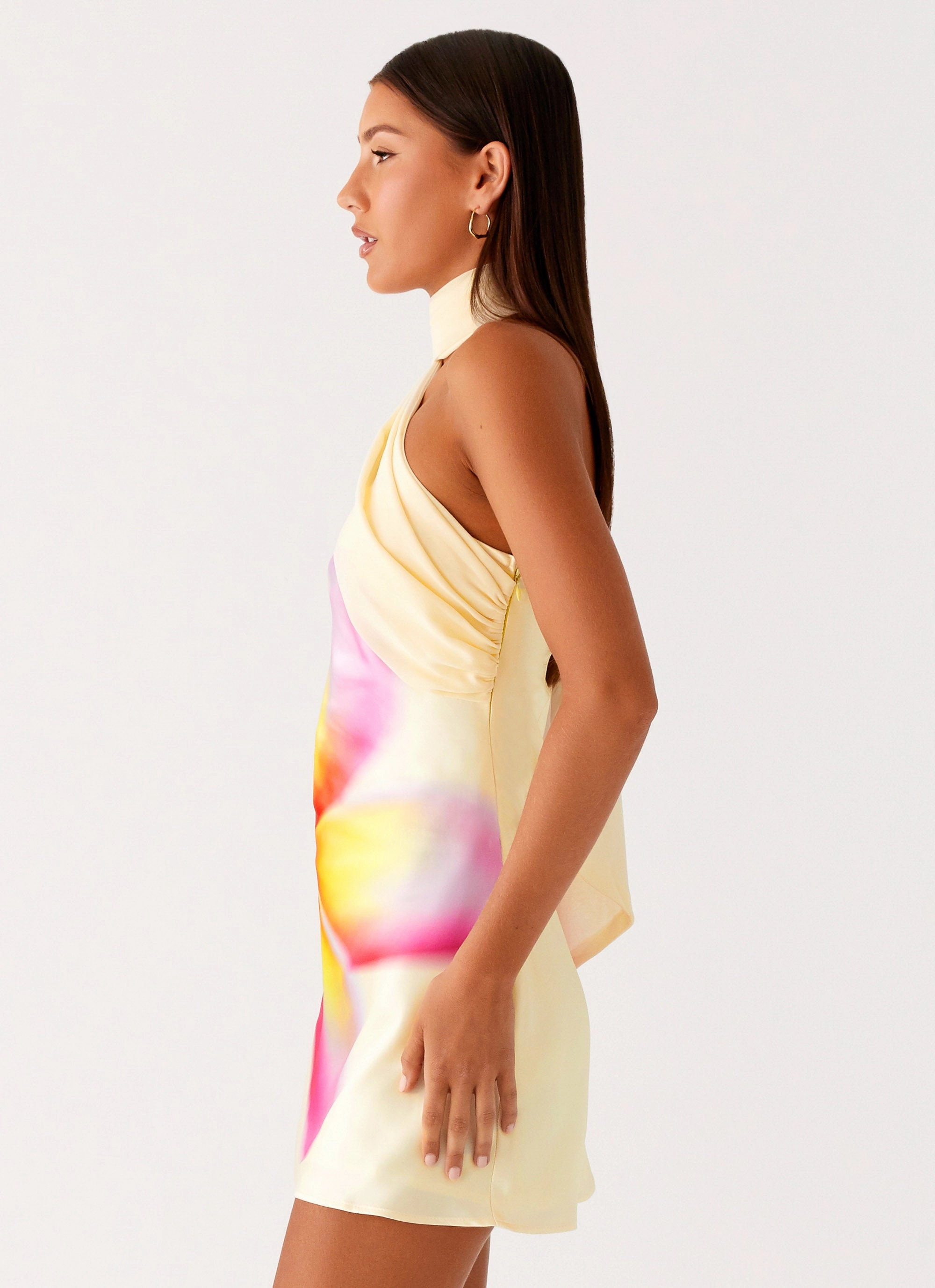 Chill Vibes Isa Scarf Satin Mini Dress - Frangipani Yellow