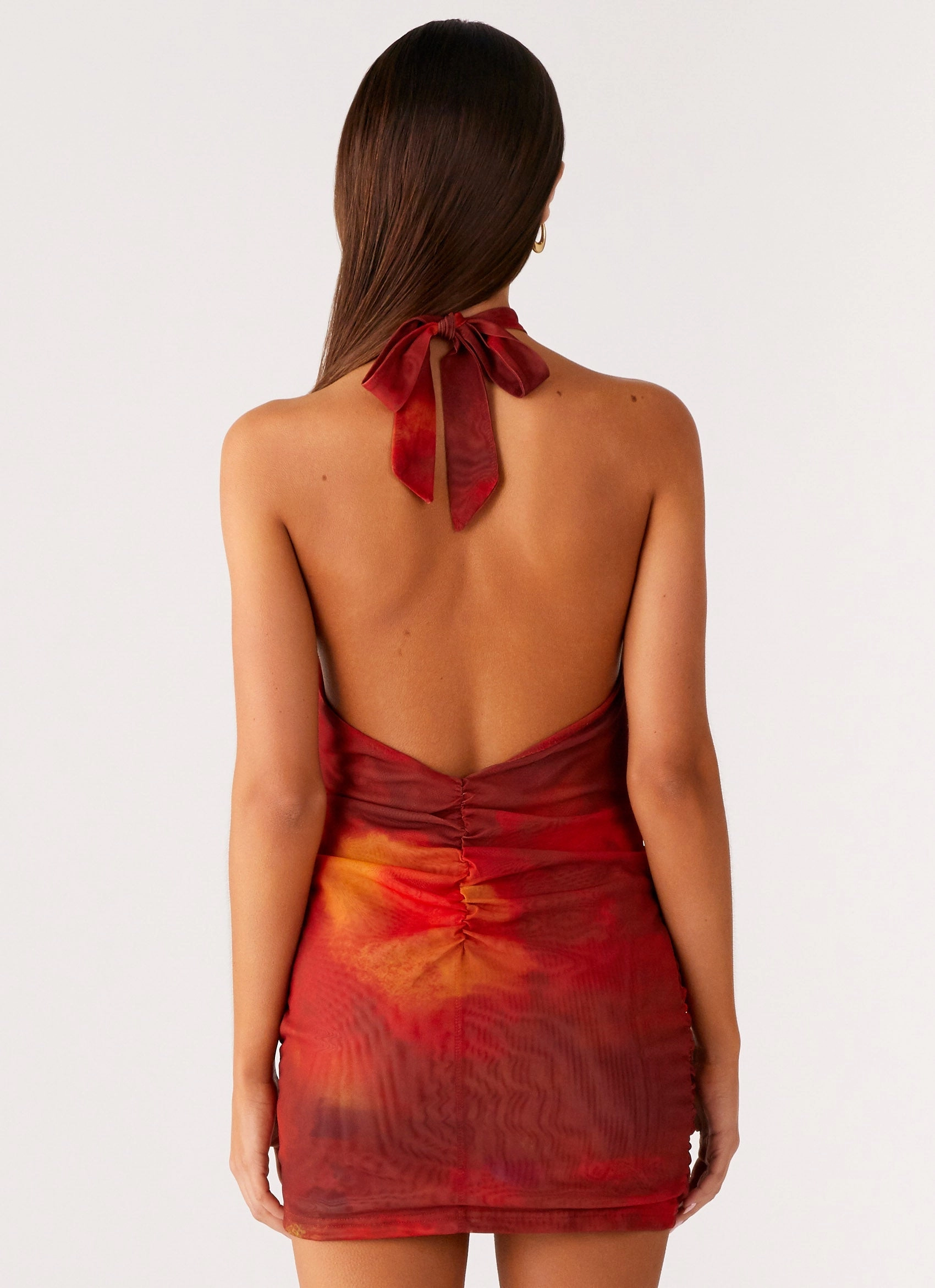 Silky Touch Midnight Ember Mini Dress - Scarlet Blur