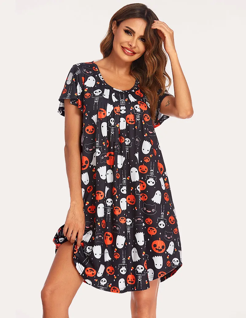 Flutter Flare Sleeve A-Line Pleated Nightgown (US Only)