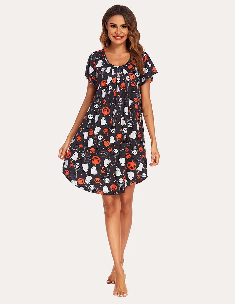 Flutter Flare Sleeve A-Line Pleated Nightgown (US Only)