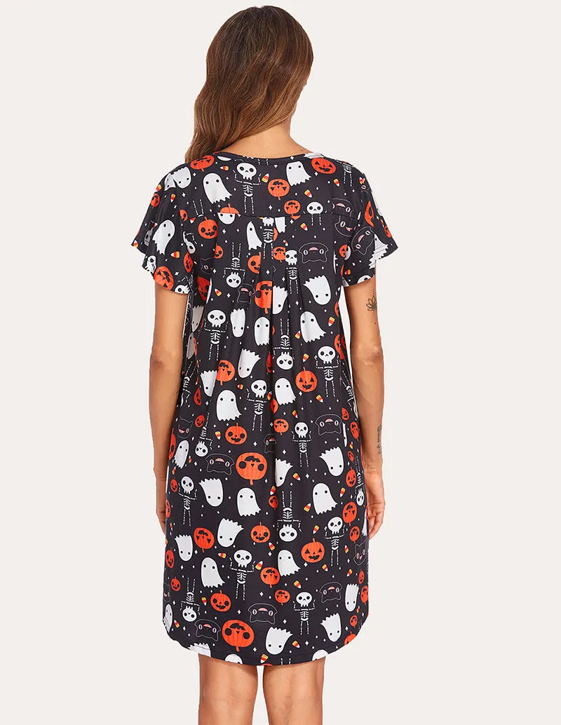 Flutter Flare Sleeve A-Line Pleated Nightgown (US Only)