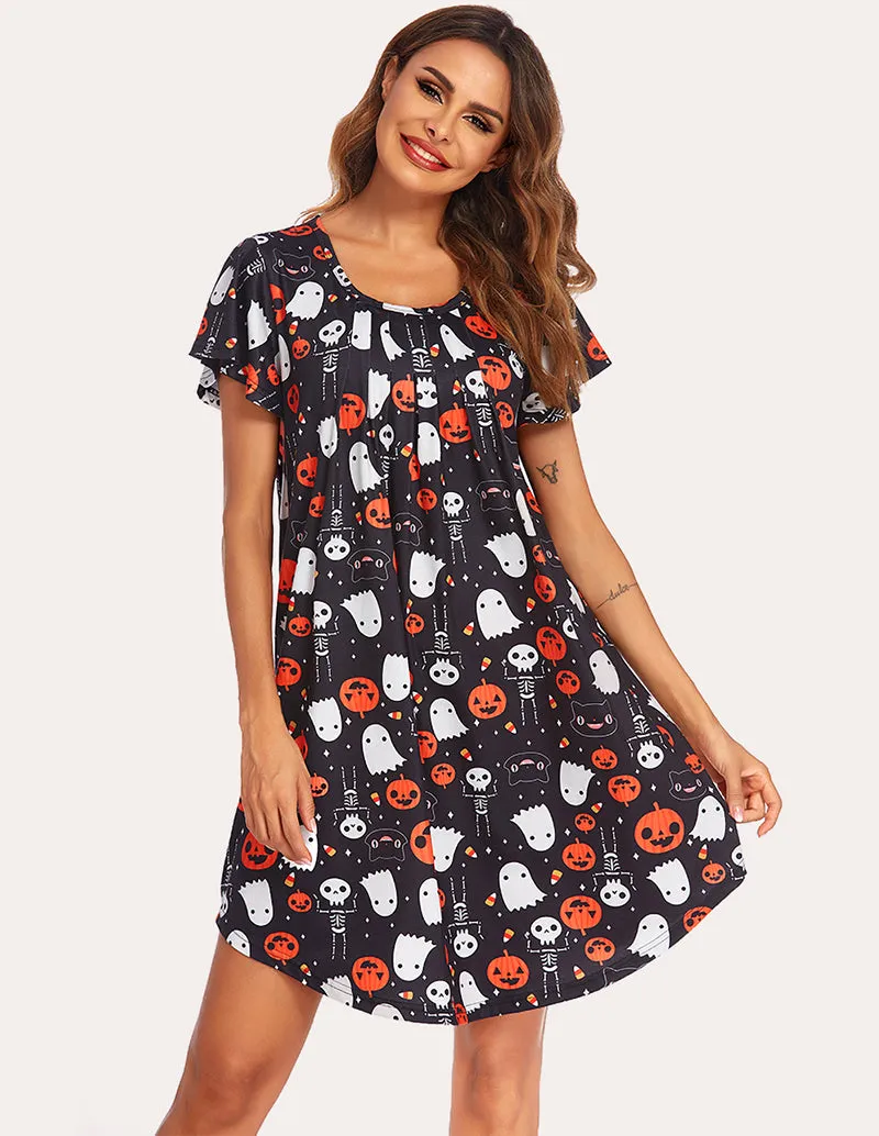 Flutter Flare Sleeve A-Line Pleated Nightgown (US Only)