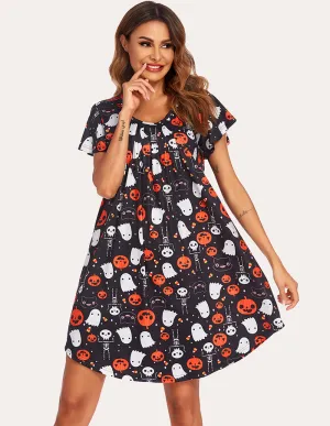 Flutter Flare Sleeve A-Line Pleated Nightgown (US Only)