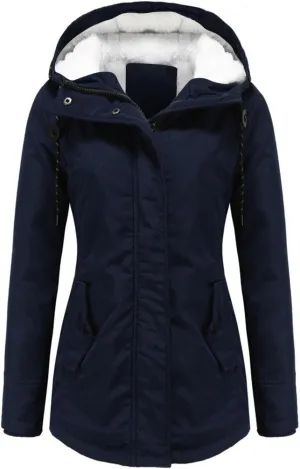 FMCHICO Women's Coat,Women's Warm Coat Jacket Outwear Faux Fur Lined Trench Winter Hooded Thick Overcoat