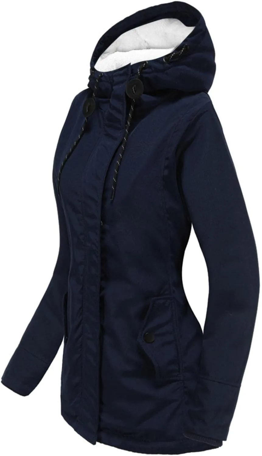 FMCHICO Women's Coat,Women's Warm Coat Jacket Outwear Faux Fur Lined Trench Winter Hooded Thick Overcoat