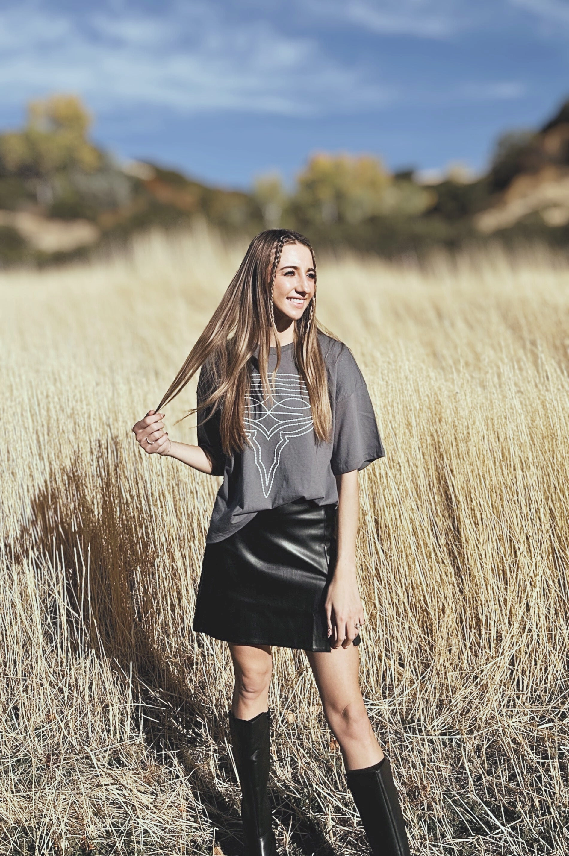 Longhorn Stitch Crop Tee - FINAL SALE Stretchy Top