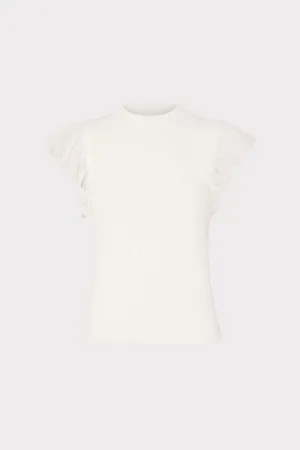 EcoCertified Material Chiffon Flutter Sleeve Knit Top