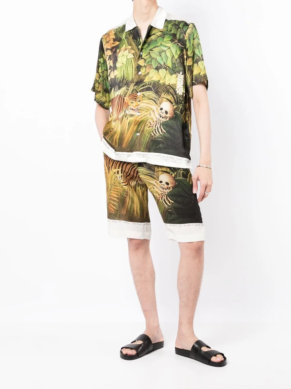Forest Graphic-Print Silk Shorts