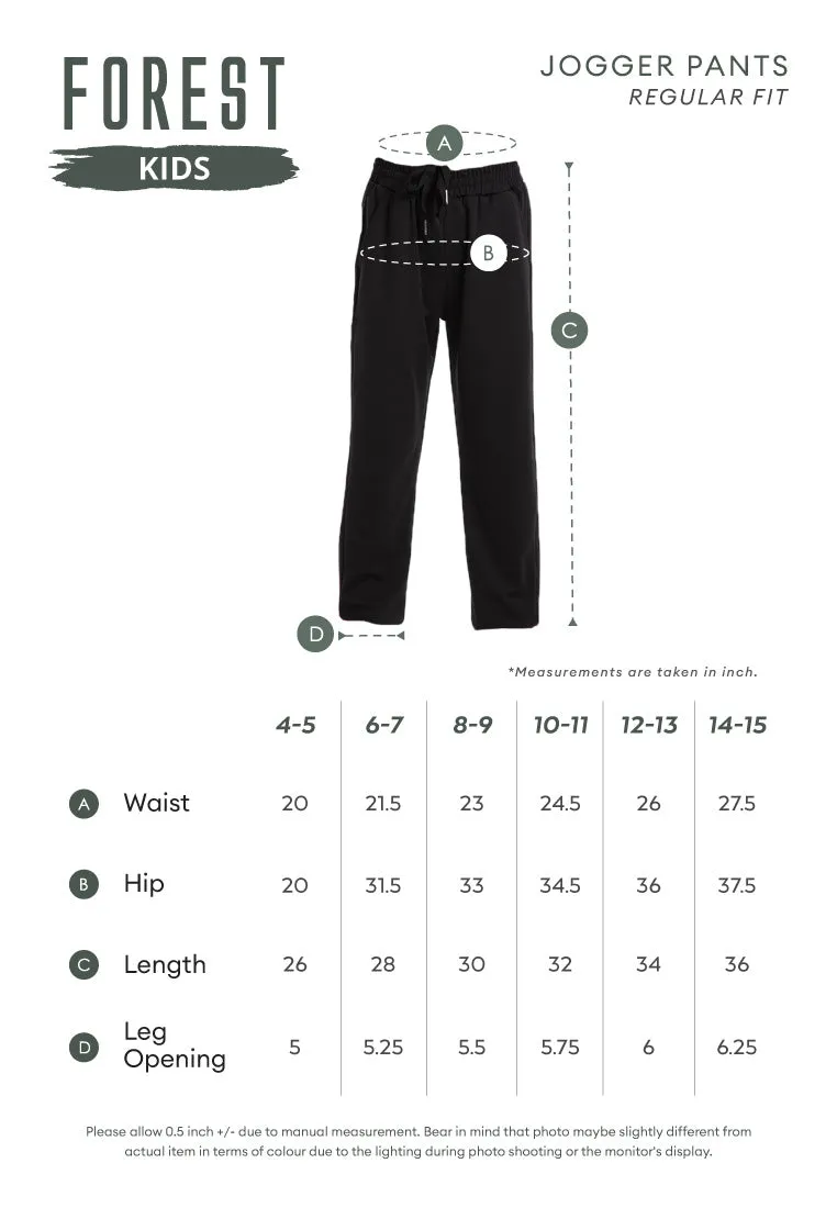 Forest Kids Unisex Fine Polyester Spandex Jogger Pants Boys Girls Stretchable Long Pants - FK10058