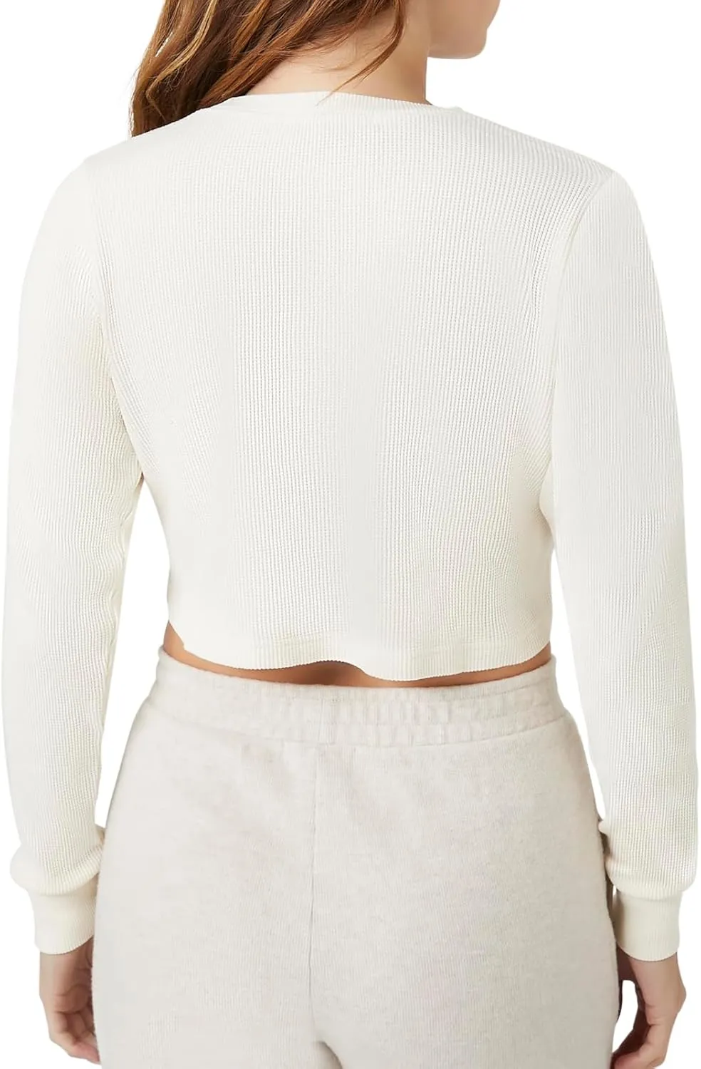 Forever 21 Women's Cotton Ribbed Cropped Henley Top