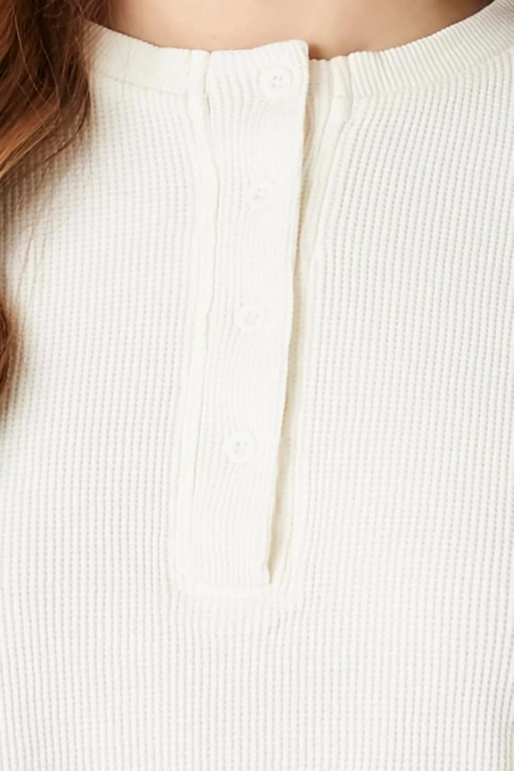 Forever 21 Women's Cotton Ribbed Cropped Henley Top