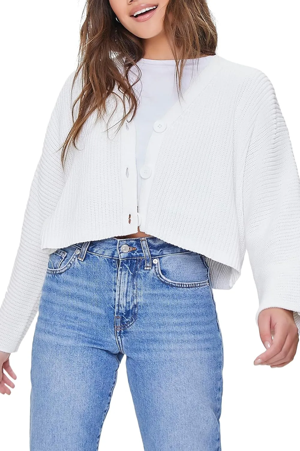 Forever 21 Women's Ribbed Knit Cardigan Sweater