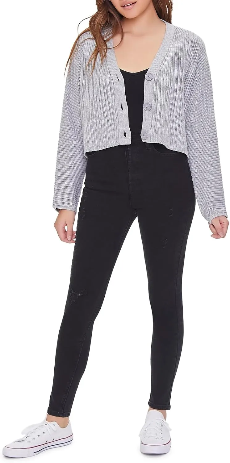 Forever 21 Women's Ribbed Knit Cardigan Sweater