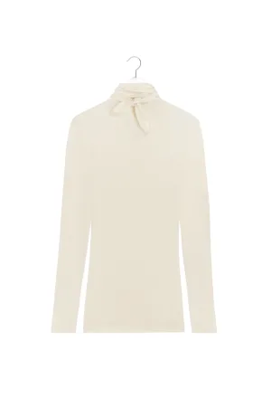 Foulard Top in Pearl White DoubleStitched Hemming