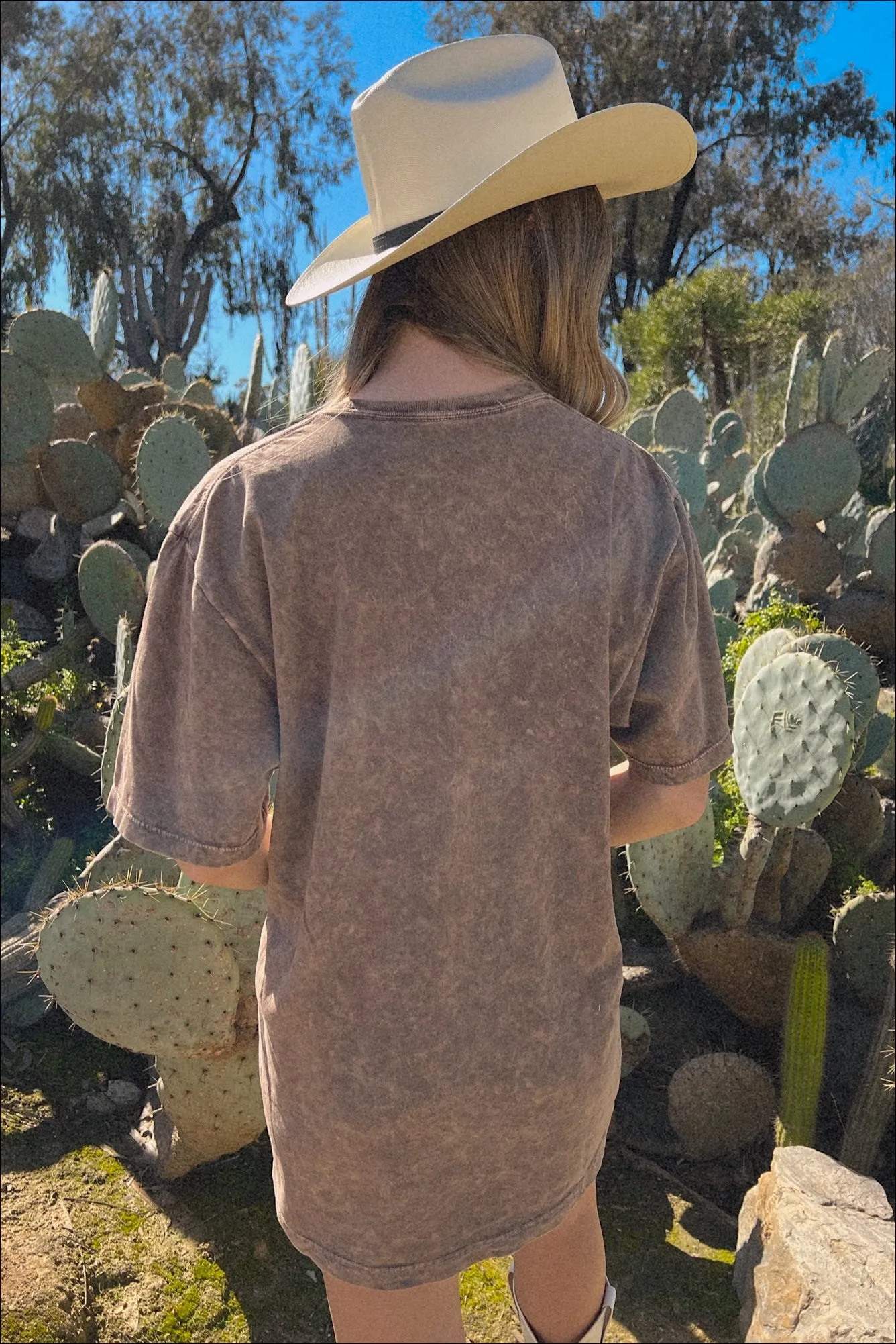 Contrast Stitch LowMaintenance Fabric Giddy Up Graphic Tee - Mocha