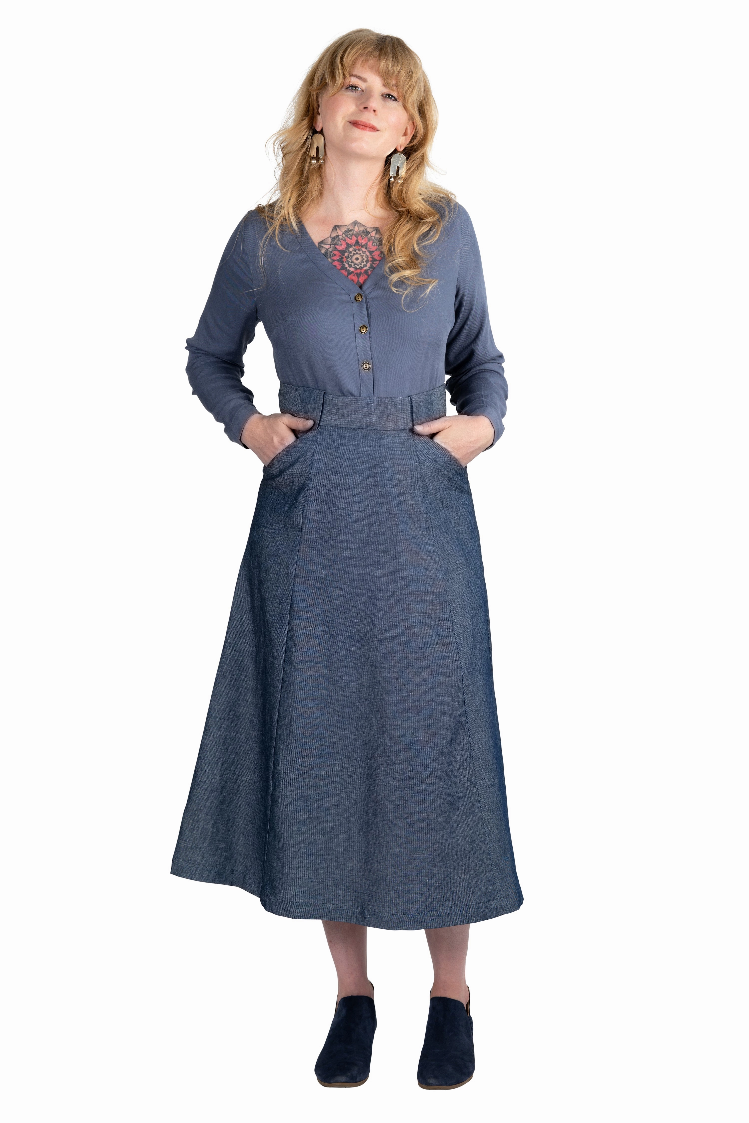 Ripped design Olivia Skirt in Indigo Denim