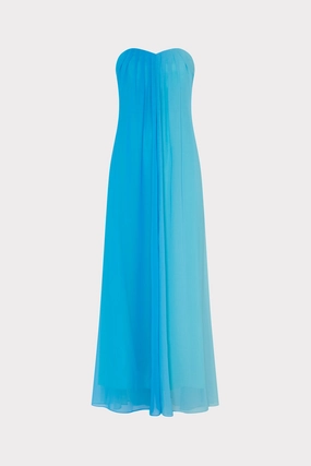 Sunset Stripe Strapless Dress Dew Glow Velvet-Edge